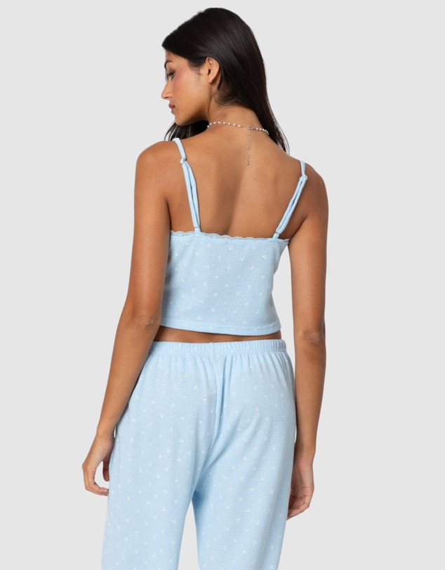 EDIKTED - Petal Printed Waffle Tank Top