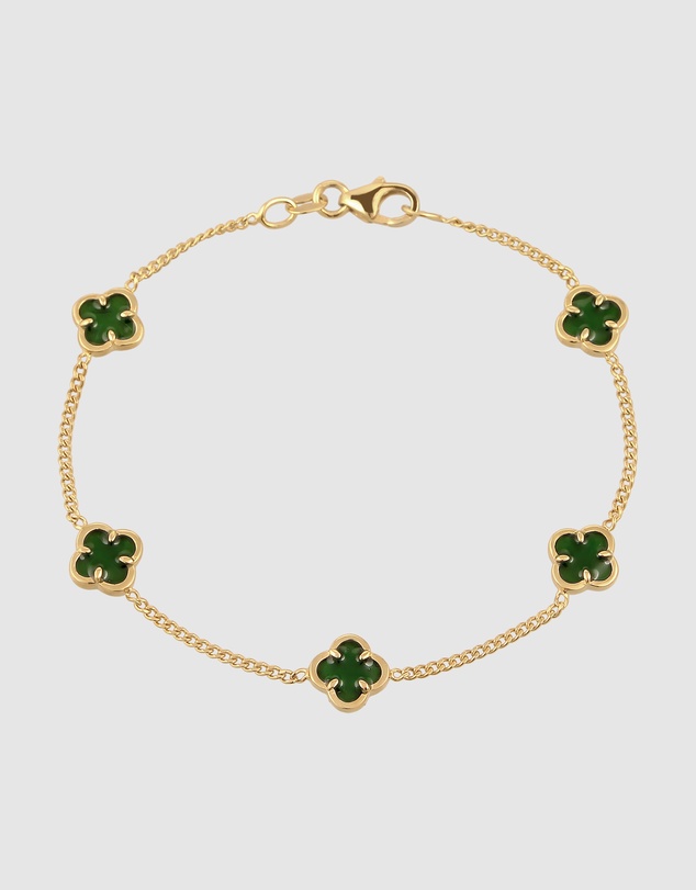 Elli Jewelry - Bracelet Cloverleaf Symbol 925 Sterling Silver Gold-Plated