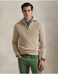 Polo Ralph Lauren - Waffle Wool-Cotton Quarter-Zip Sweater