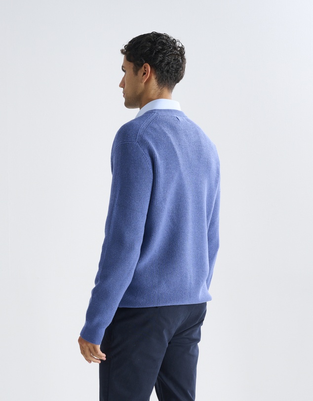 3 Wise Men - 3 Wise Men Drake Crew Neck Wool Blend Knit - Vintage Blue