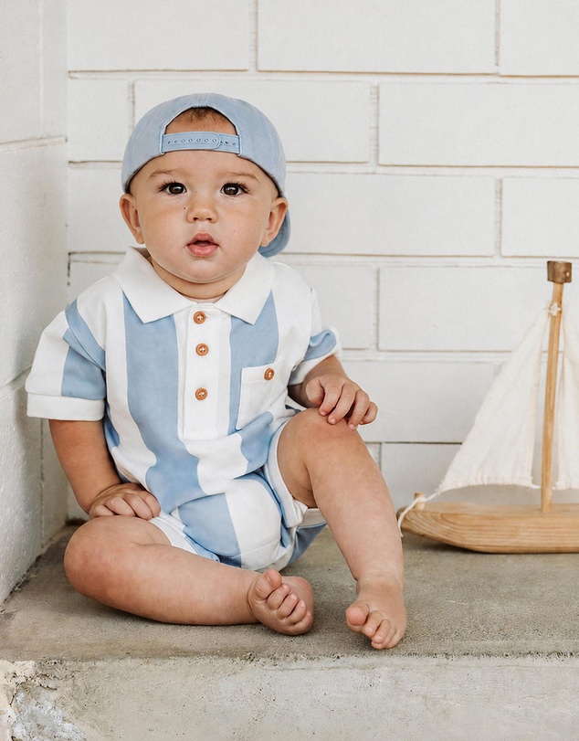 Bebe by Minihaha - Max Wide Stripe Rugby Romper - Babies