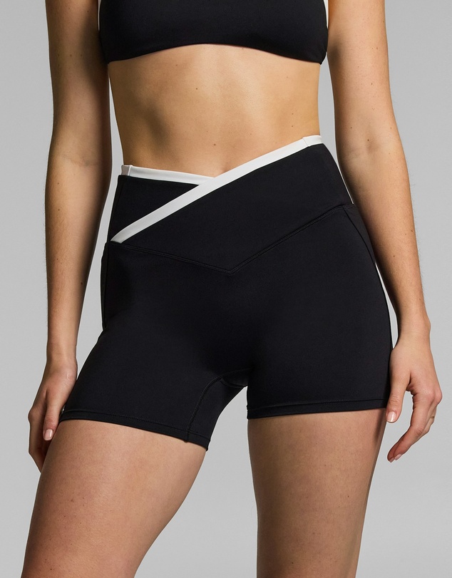 Rockwear - Tipped Wrap Front Mid Thigh Bike Shorts
