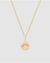 Wanderlust + Co - Donut Strawberry Glazed Gold Necklace
