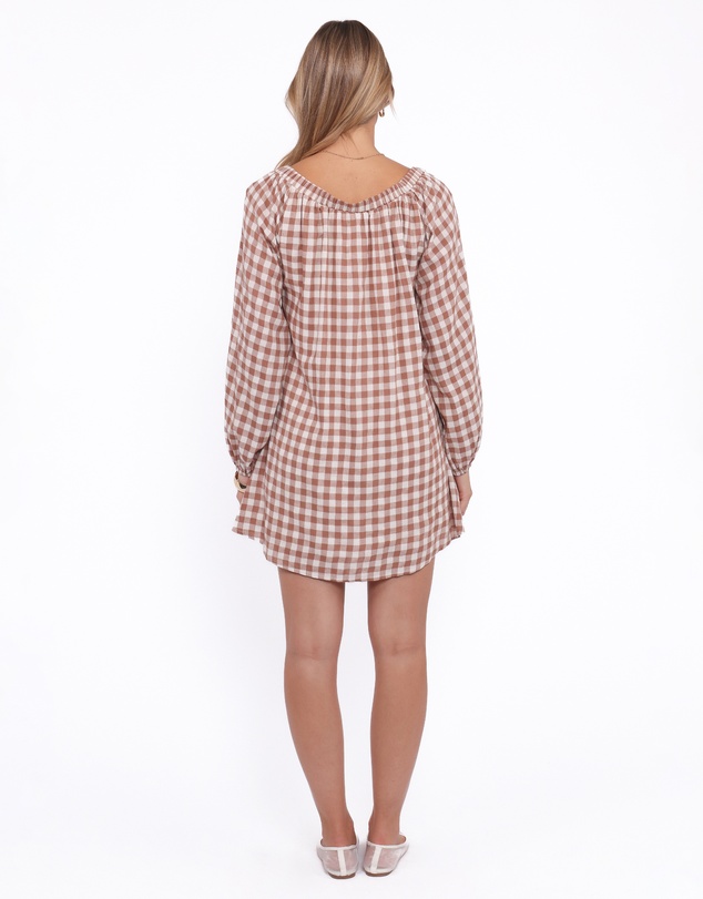 Petal & Pup - Costa Mini Dress - Tan Gingham