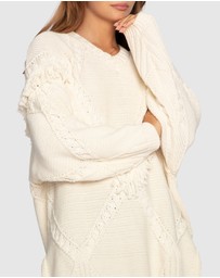 Belle & Bloom - Tassel Line Fringe Oversized Sweater