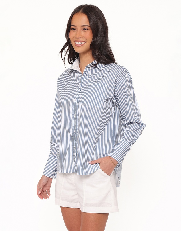 Petal & Pup - Jackson Button Up Shirt - Blue Stripe