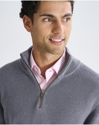 3 Wise Men - 3 Wise Men Frost Zip Neck Wool Blend Knit - Dark Grey