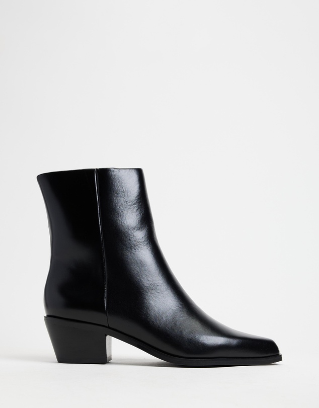 AERE - Smooth Leather Cowboy Ankle Boots