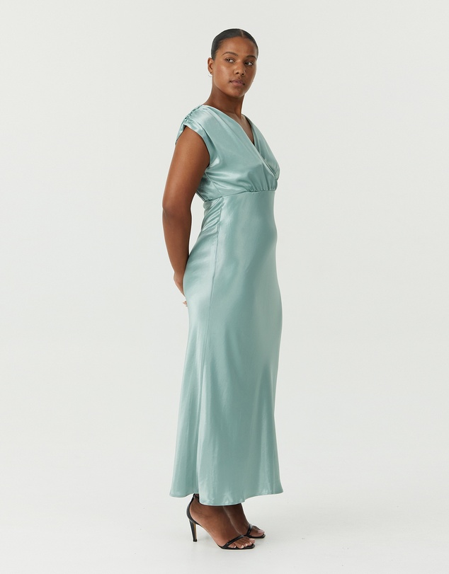 Third Form - Satin Cross Over Gather Dress