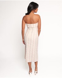 Petal & Pup - Norma Strapless Midi Dress - Pink Floral