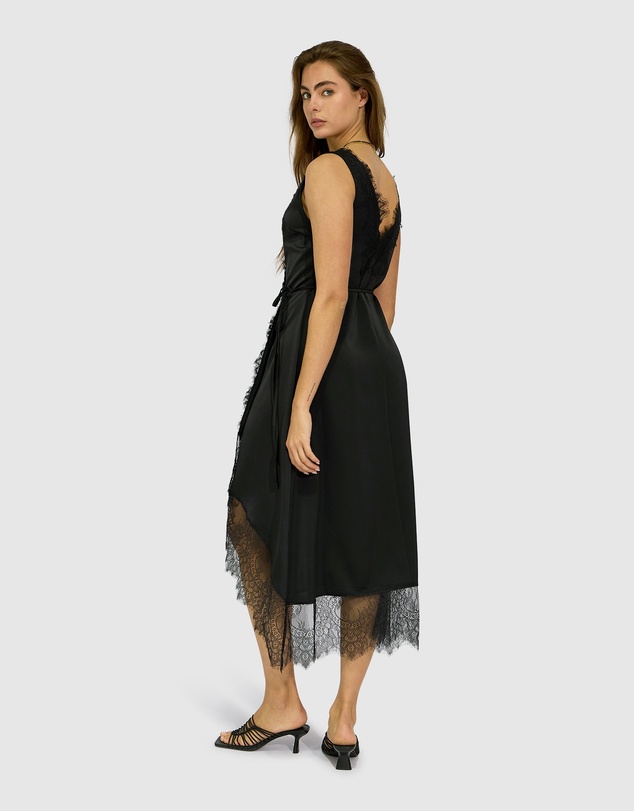 Belle & Bloom - Soft Temptation Lace Trim Wrap Dress