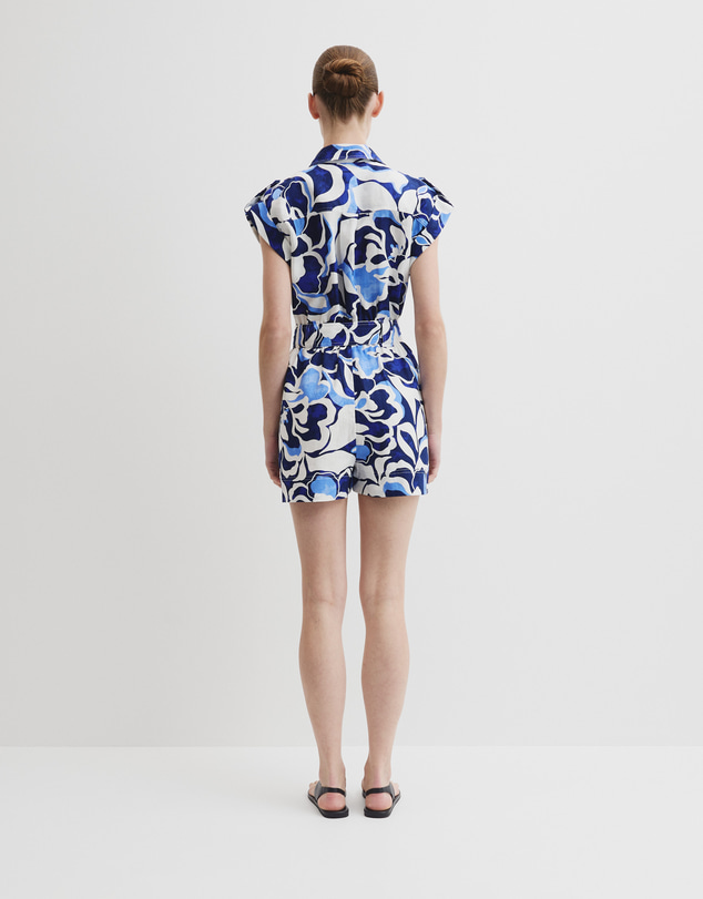 Country Road - Linen Print Utility Playsuit