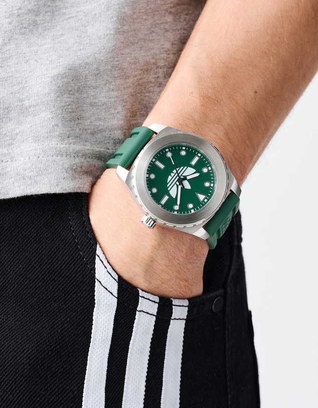 adidas Originals - Discoverer One Steel 44mm Green Silicone Watch