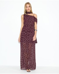 Dazie - The Moment Chiffon Polka Dot Maxi Dress