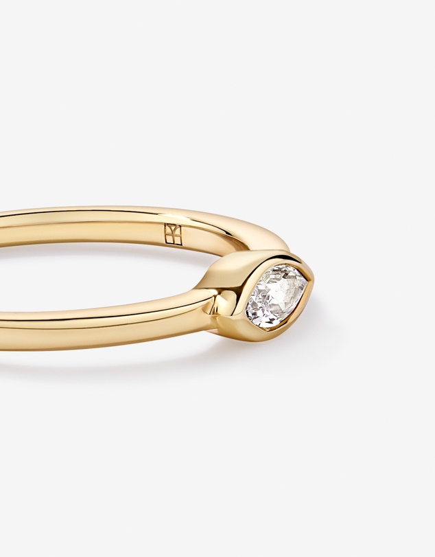 Michael Hill - Marquise Cut White Created Sapphire East-to-West Set Bezel Ring in 10kt Yellow Gold