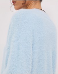 Calli - Rae V-Neck Fluffy Knit Oversized Jumper