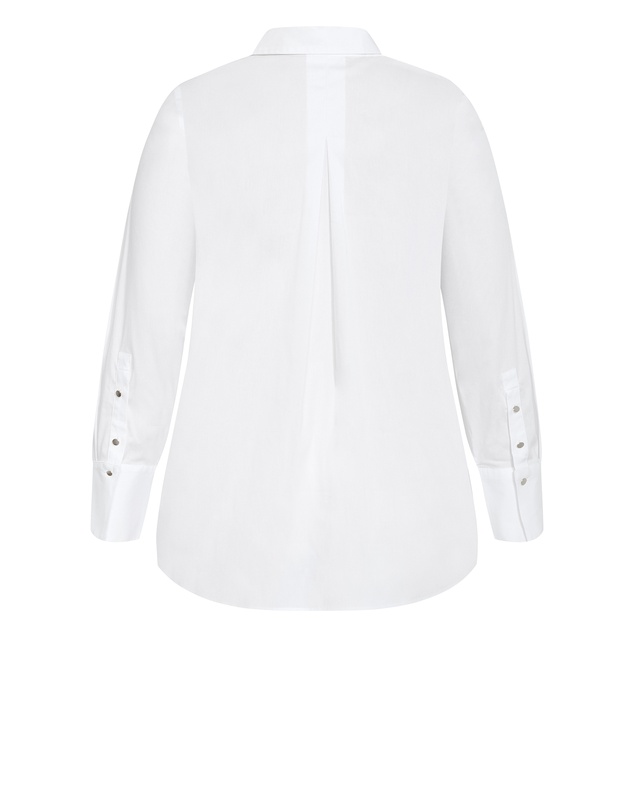 City Chic - Plus size Elevated Long Sleeve Stretch Shirt - white