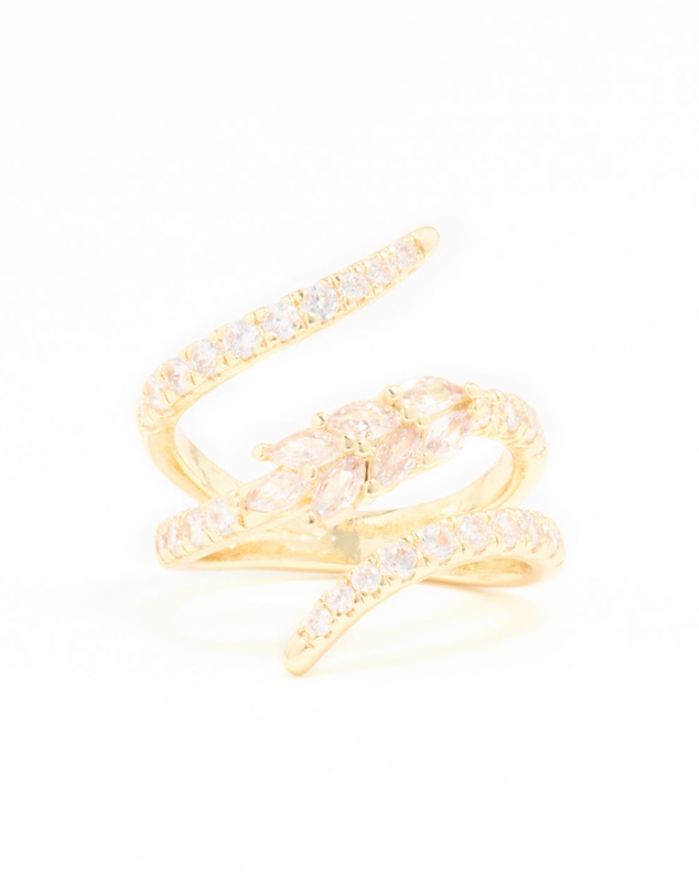 Lovisa - Gold Plated Cubic Zirconia Open Wrap Ring