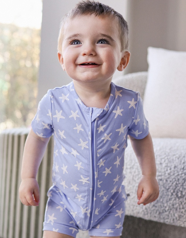 Kynd Baby - Essential Short Sleeve Onesie in Star Fish Blue