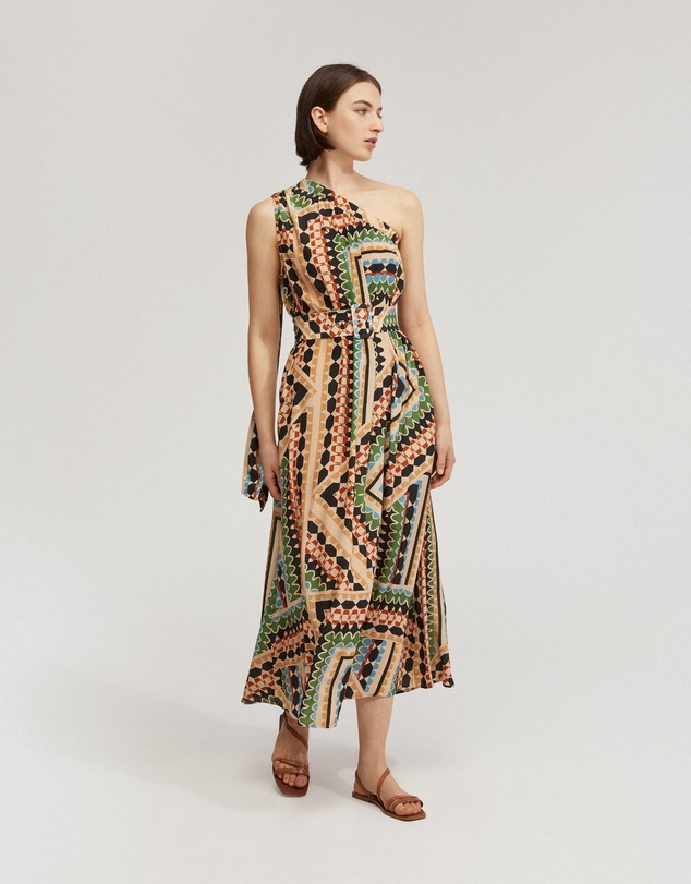 Oxford - Samina Printed One-Shoulder Dress