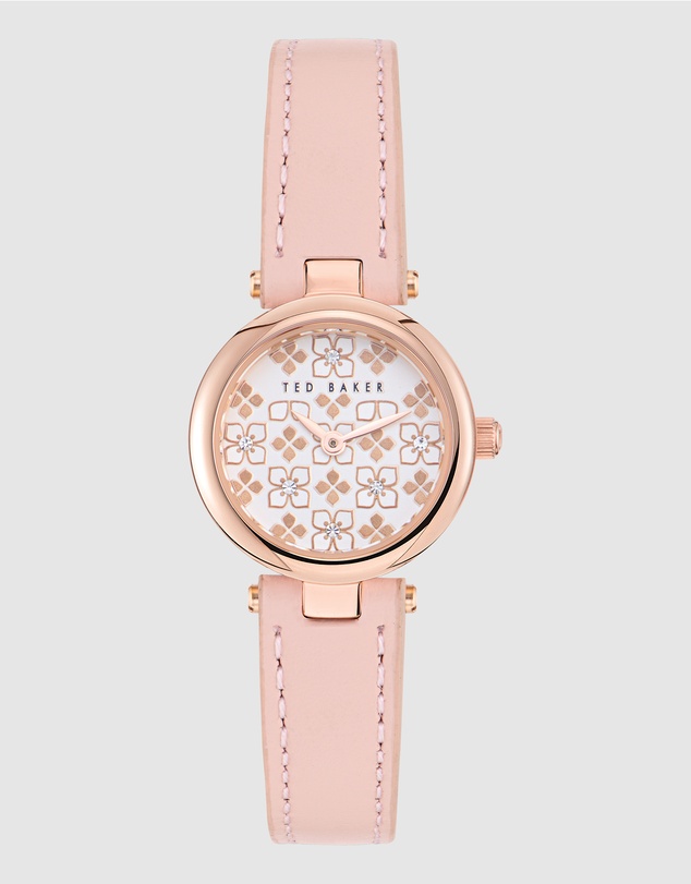 Ted Baker - Jolyye 24mm Rose Gold-Tone Case with White Dial and Pink Leather Strap