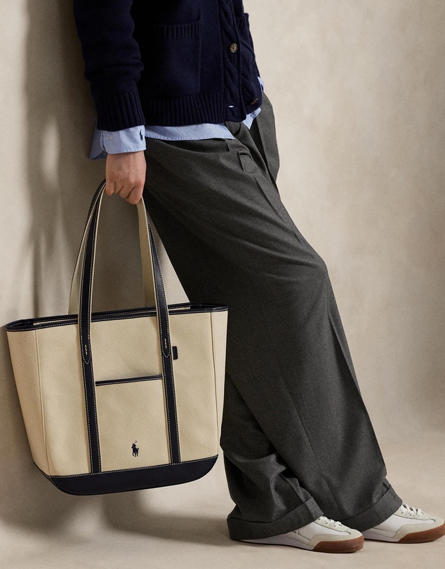 Polo Ralph Lauren - Leather-Trim Canvas Medium Shopper Tote - The ICONIC Exclusive