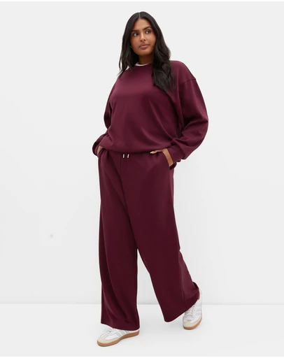 City Chic - Plus size Mae Crew Neck Sweatshirt - dark cherry