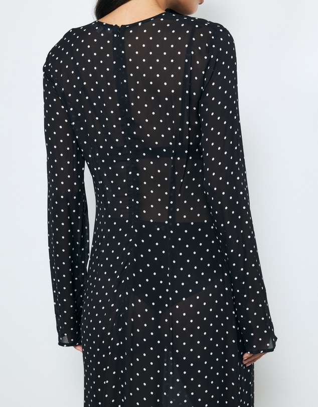 Revibe - Repaired AERE Cora Polka Dot Long Sleeve Dress - AU 14