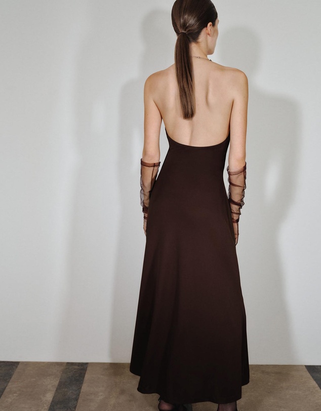 M.N.G - Fine-Knit Dress With Choker Collar