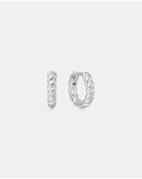 Ania Haie - Ania Haie Silver Texture Small Huggie Hoop Earrings
