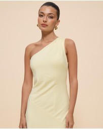 Revibe - Repaired CHANCERY Hallie Satin One Shoulder Drape Maxi Dress - AU 10