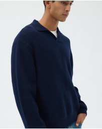 AERE - Wool Blend Chunky Knit Polo
