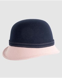 Max Alexander - Winter Felt Navy/Pink Cloche Hat