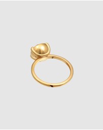 Elli Jewelry - Ring Solitaire Elegant with Crystals Red in 925 Sterling Silver Gold Plated