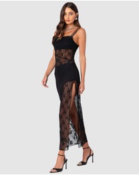 EDIKTED - Sheer Mesh & Lace Patchwork Maxi Dress