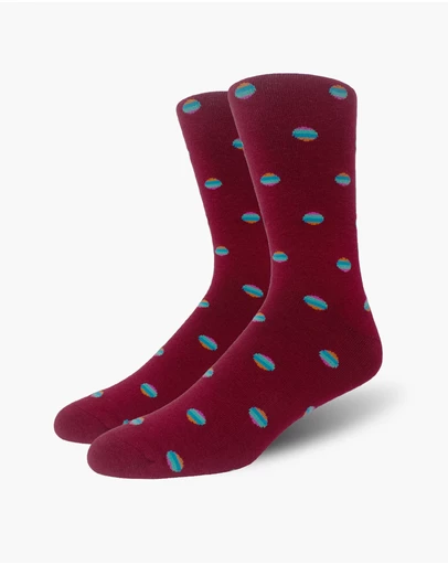 Swanky Socks - Maroon Retro Polka Dots