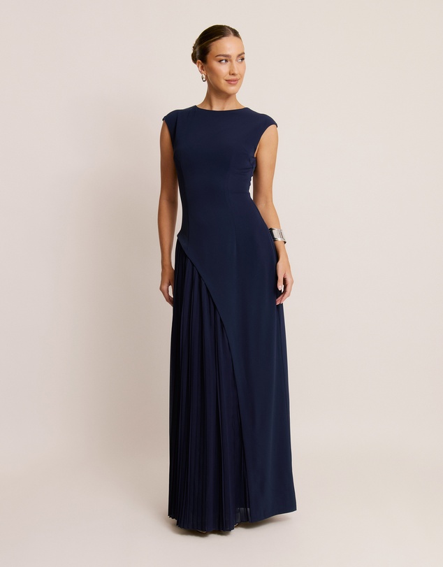 Six Stories - Cap Sleeve Pleated Maxi Dress