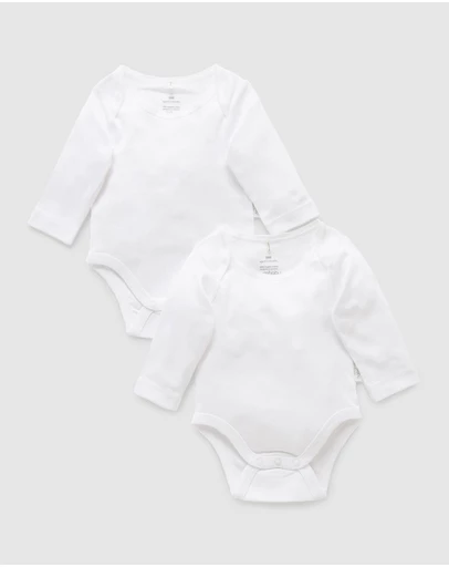 Purebaby - Easy Neck L/S Bodysuit 2 pack-Babies