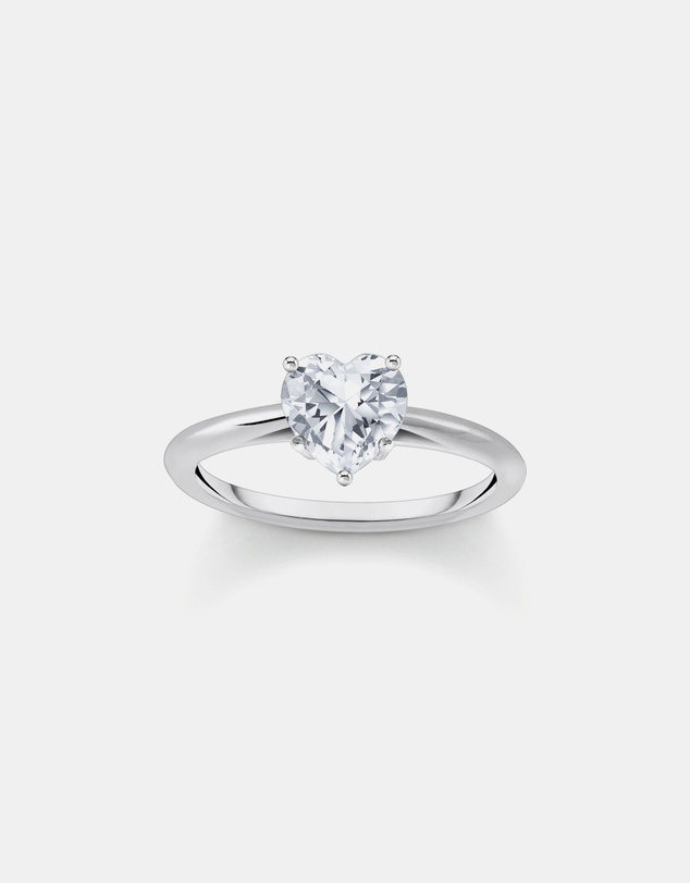 THOMAS SABO - Ring with white, heart-shaped zirconia