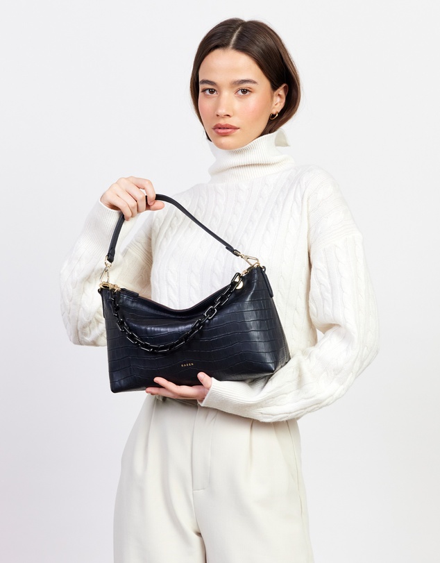 SABEN - Claudia Shoulder Bag Black Croc