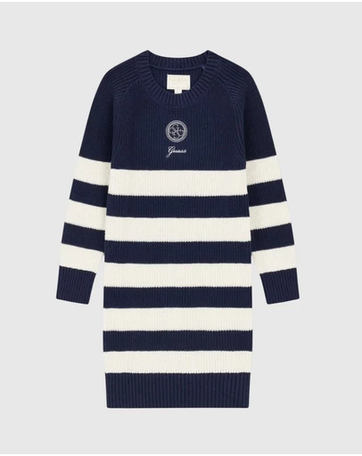 GUESS - Striped Long Sleeve Sweater Dress