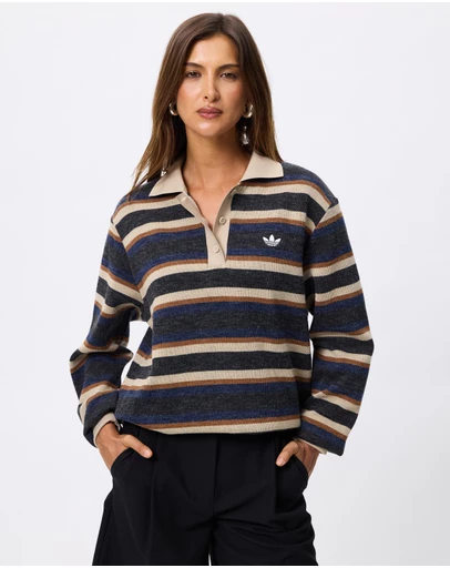 adidas Originals - Stripe Knitted Polo Top