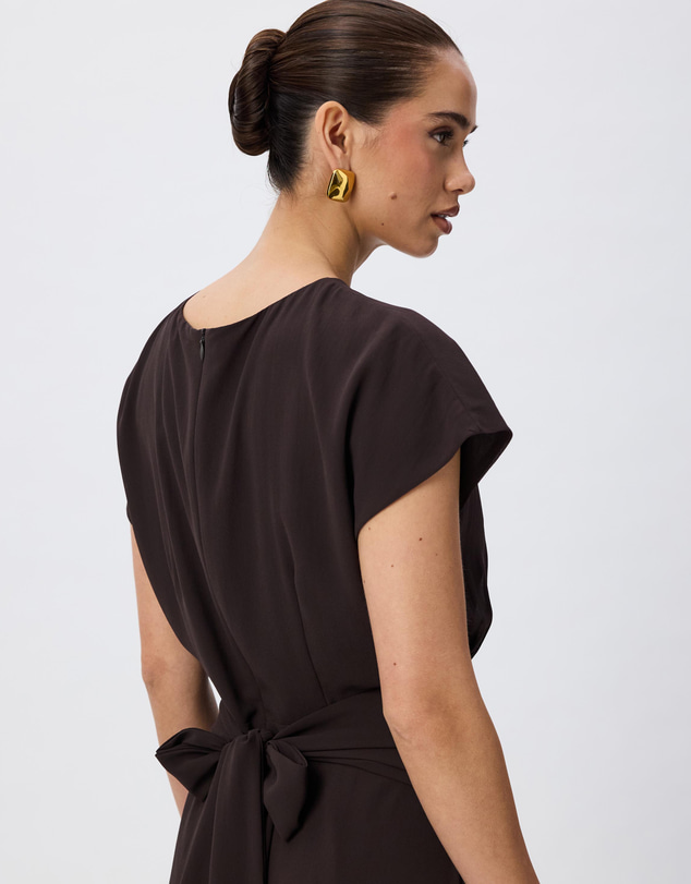 Tussah - Calliope Boat Neck Ruched Detail Maxi Dress