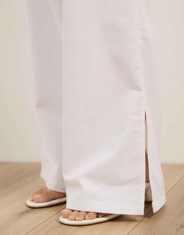 Atmos&Here - Celina Linen Blend Pants With Updated Waistband Detail