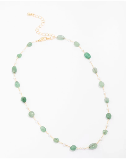 Lovisa - Gold Plated Alternating Semi-Precious Stone Chain Necklace