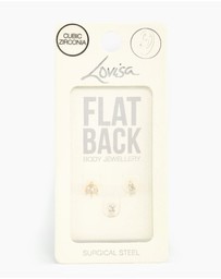 Lovisa - Gold Plated Surgical Steel Double Cubic Zirconia Flat Backs 3-Pack