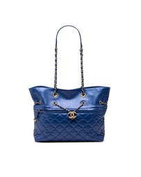 Pre-Loved by Azura Reborn - Pre-Loved CC Calfskin Front Zip Drawstring Chain Tote