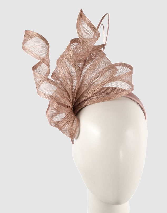 Max Alexander - Tall Taupe Sinamay Fascinator
