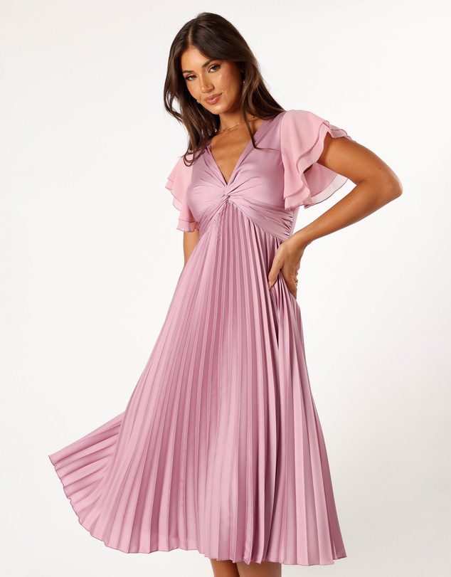 Petal & Pup - Nova Flutter Sleeve Midi Dress - Dusty Rose