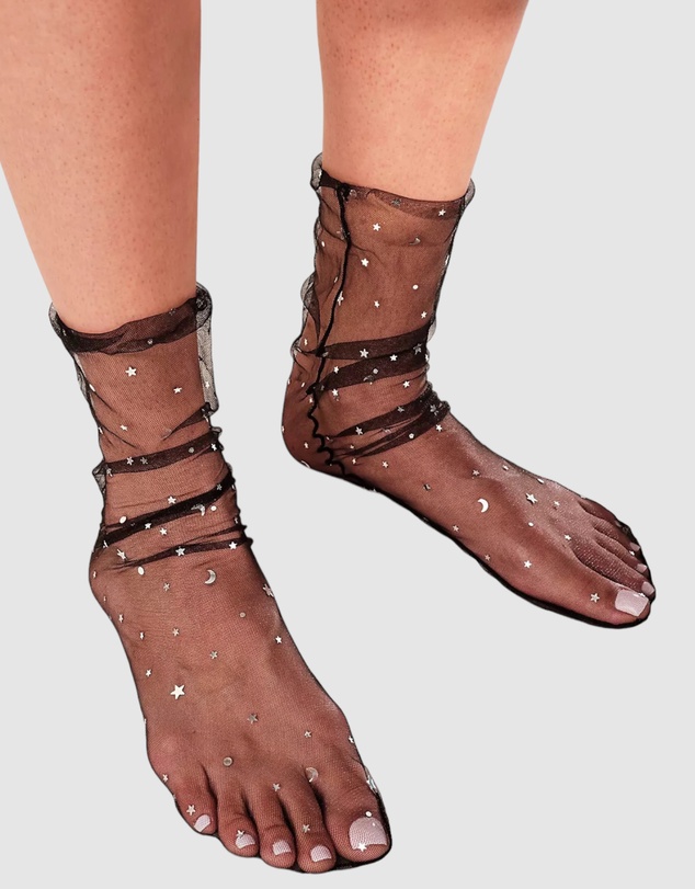 High Heel Jungle - Starry Sky Tulle Socks - Black